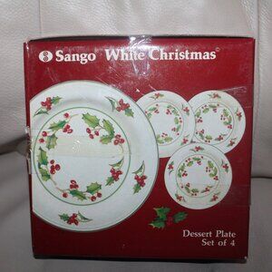 Dessert Plate White Christmas by SANGO Set of 4